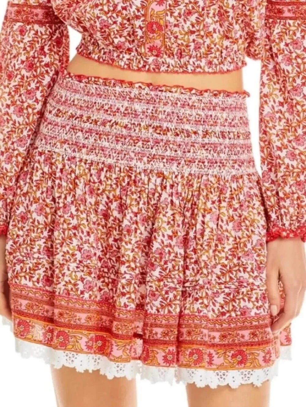 Poupette St. Barth Galia Smocked Floral Mini Skirt